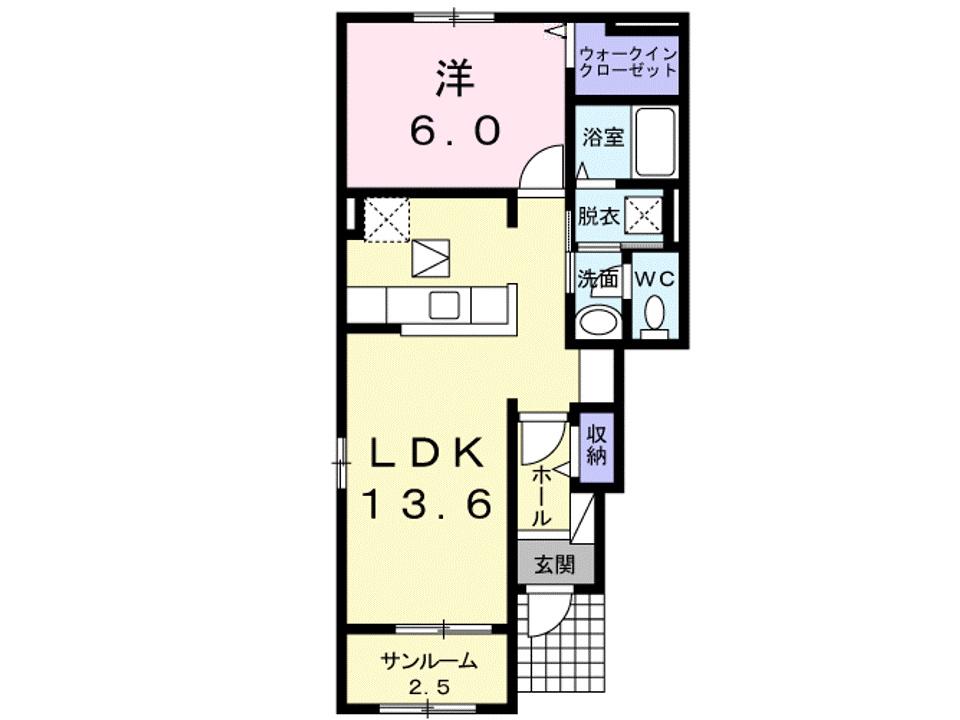MIHO Ⅲ(1LDK/1階)の間取り写真