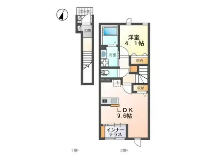 コモド ピノ Ⅴ(1LDK/2階)の間取り写真