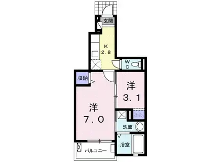 アグリ ウェイ Ⅰ(1K/1階)の間取り写真