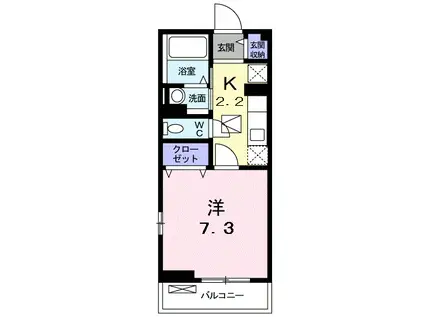 フレスクーラ(1K/1階)の間取り写真