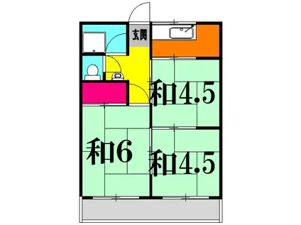 ハイツ中村(3K/2階)の間取り写真