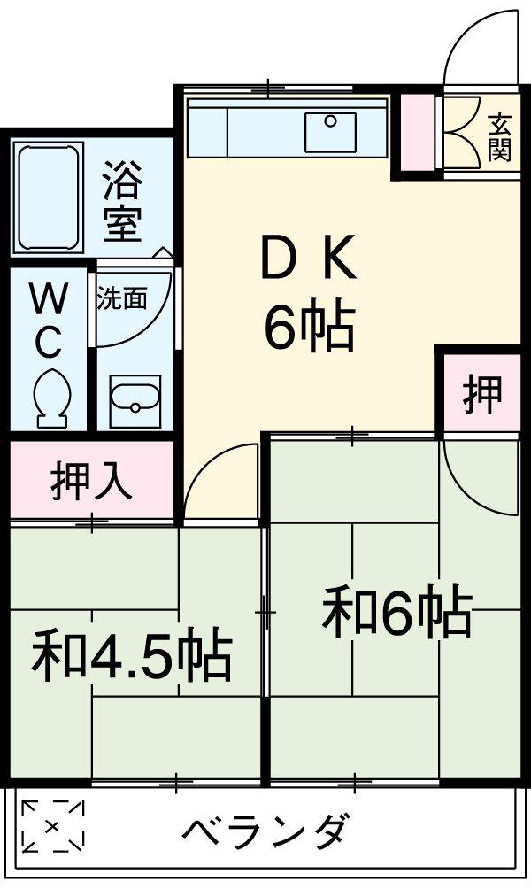 コーポ泉(2DK/2階)の間取り写真