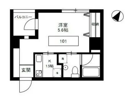 東京地下鉄千代田線 根津駅 徒歩7分 6階建 築20年(1K/1階)の間取り写真
