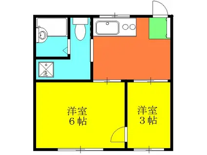 石橋フラッツⅠ(2K/3階)の間取り写真