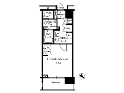 パークアクシス日本橋ステージ(1K/2階)の間取り写真