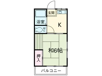 ハイツ新町(1K/2階)の間取り写真