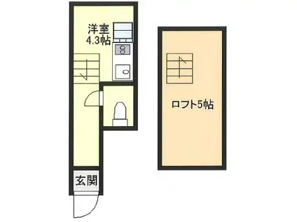 第5ひばりマンション(1K/3階)の間取り写真