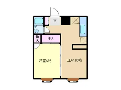 国立パールハイツ第1(1LDK/2階)の間取り写真