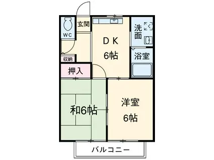 大山壱番館A(2DK/2階)の間取り写真