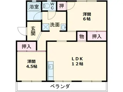 天王ハイツ(2LDK/1階)の間取り写真