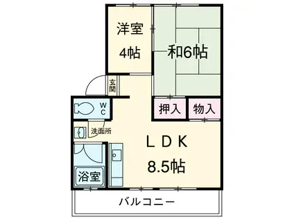 櫛田マンション(2LDK/2階)の間取り写真