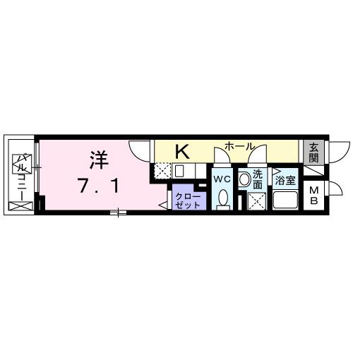 CASA BAMBI(1K/3階)の間取り写真