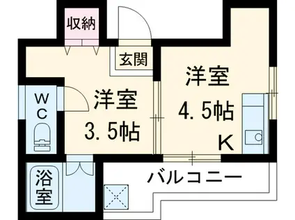 東本郷アパート(1DK/2階)の間取り写真