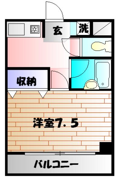 パレスヒルズ(1K/4階)の間取り写真