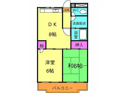 東川口グリーンハイツ(2DK/3階)の間取り写真