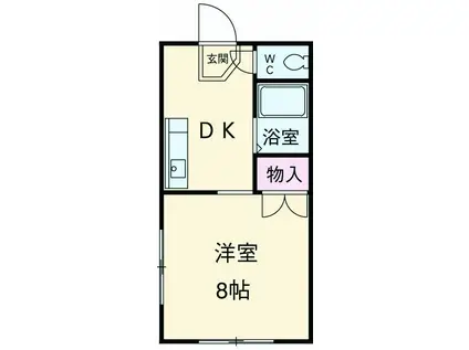 ロイヤルヒルズキウチ(1K/1階)の間取り写真