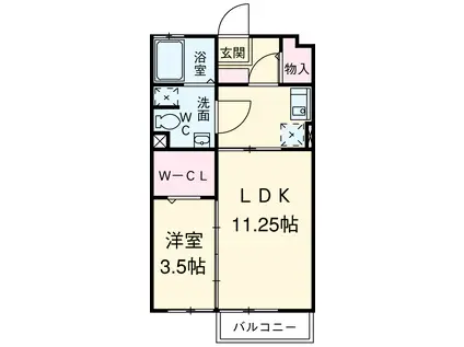 モナリエ春日Ⅰ(1LDK/2階)の間取り写真