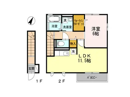 サンフレア東林間(1LDK/2階)の間取り写真