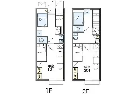 レオパレス和楽(1K/1階)の間取り写真