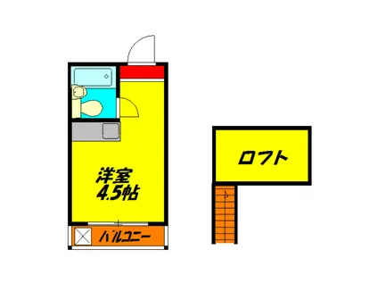 メゾンハピーⅠ(ワンルーム/2階)の間取り写真