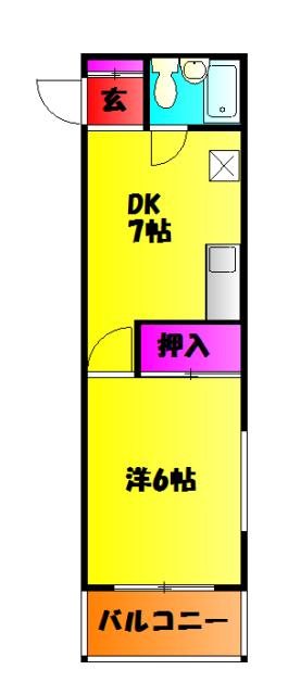 グリーンパレスⅠ(1DK/3階)の間取り写真