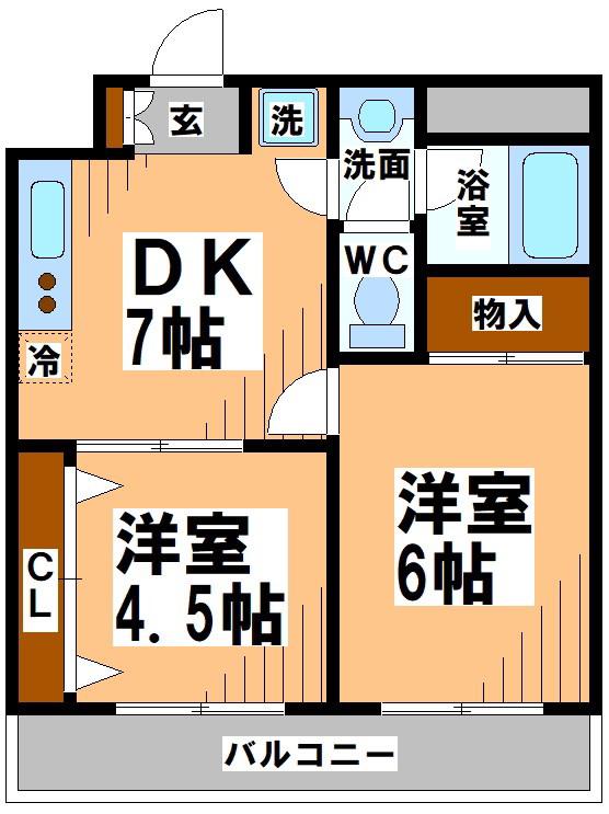 アビタシオン西荻(2DK/2階)の間取り写真