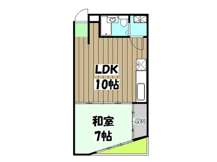 栄光マンション(1LDK/2階)の間取り写真