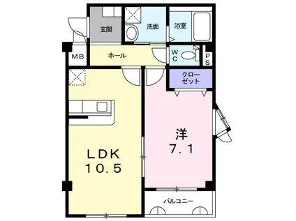 HARMONY MIBU(1LDK/2階)の間取り写真