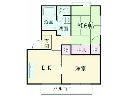 ベル・キャビン B(2DK/1階)の間取り写真