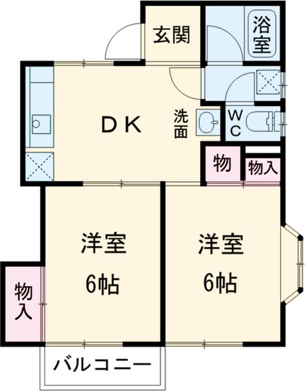 ハイツリバーサイド(2DK/1階)の間取り写真