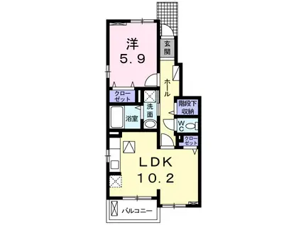 エテルノ土師(1LDK/1階)の間取り写真