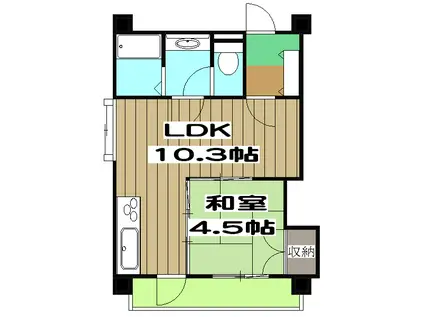 SCENT一香(1LDK/3階)の間取り写真