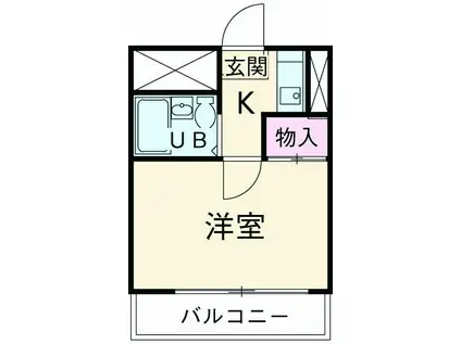 河野ハイツ(ワンルーム/2階)の間取り写真