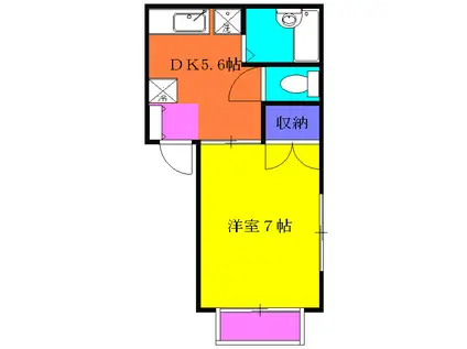 ホワイトウッドC(1DK/1階)の間取り写真