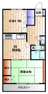 マンションエクセレント(2DK/1階)の間取り写真