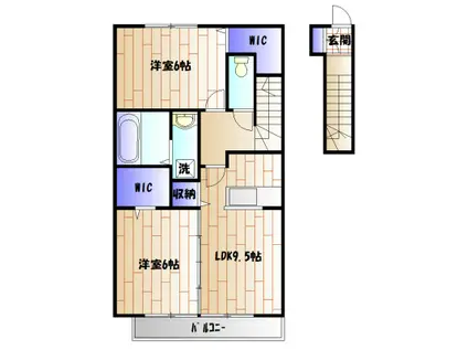 GRACE GARDEN A(2DK/2階)の間取り写真