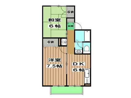 ボーシャトウ高木(2DK/1階)の間取り写真