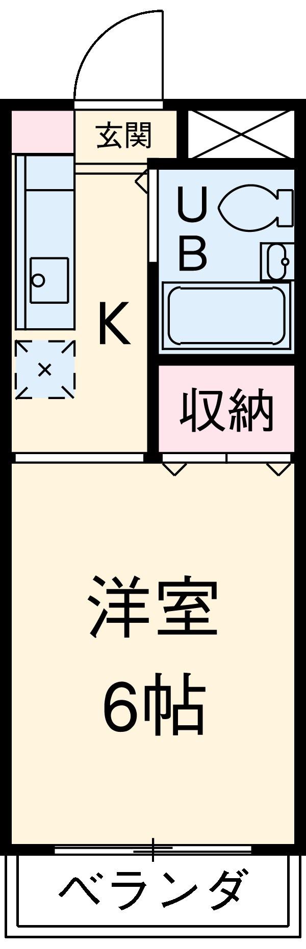 グリーンシーズ(ワンルーム/2階)の間取り写真