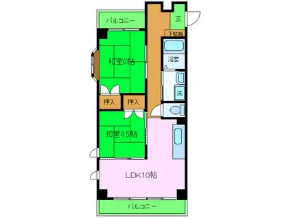 ウェルフェアー光明(2LDK/1階)の間取り写真