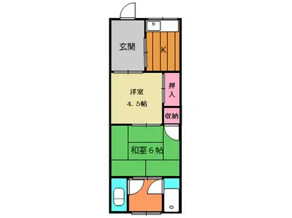 山本アパート(2K/1階)の間取り写真