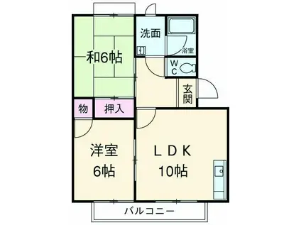 フローラ桜ヶ丘(2LDK/2階)の間取り写真