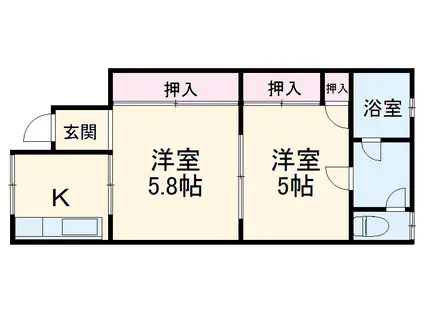 ワイズアパートメント和泉Ⅰ・Ⅱ(2K/1階)の間取り写真