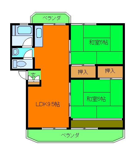 マンション栄(2LDK/1階)の間取り写真