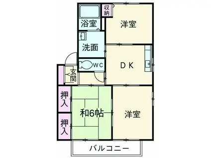 ヴィリジアン・ガーデンC.E(3DK/1階)の間取り写真