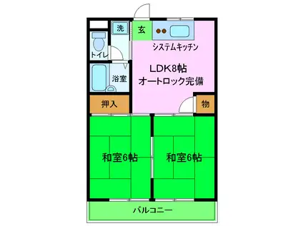 コーポ西取石(2LDK/3階)の間取り写真