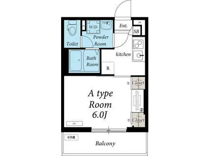 リブリ・LIBERTAS(1K/1階)の間取り写真