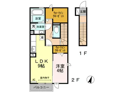 ペネトラーレ(1LDK/2階)の間取り写真