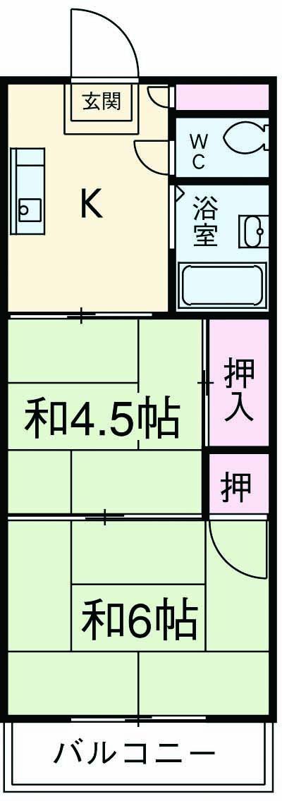 小昏ビル(2K/2階)の間取り写真
