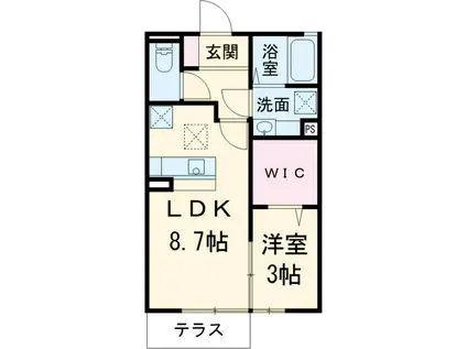 静岡鉄道静岡清水線 新清水駅 バス乗車時間：6分 白浜バス停で下車 徒歩20分 2階建 築8年(1LDK/1階)の間取り写真