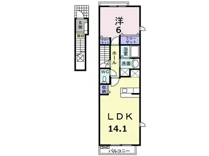 カルムプロムナード(1LDK/2階)の間取り写真